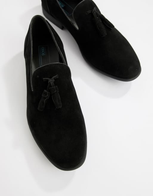 ASOS DESIGN tassel loafers in black faux suede