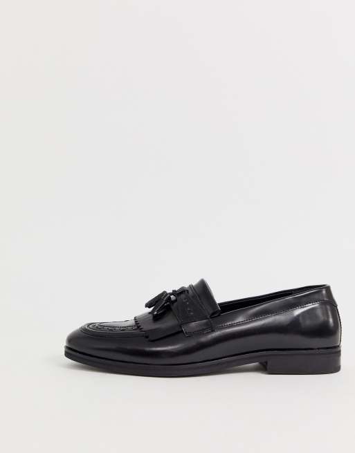 ASOS DESIGN tassel loafers in black leather with fringe detail, 2 von 4