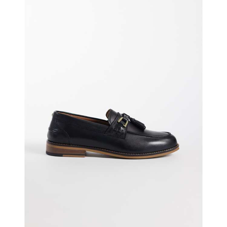 ASOS DESIGN tassel loafers in black leather | ASOS display picture 1