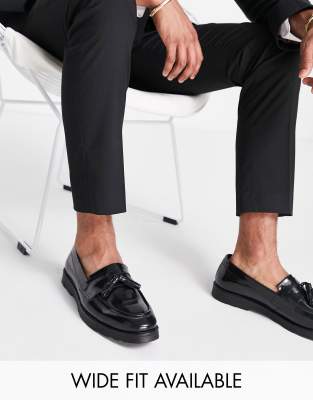 ASOS DESIGN black leather penny loafer