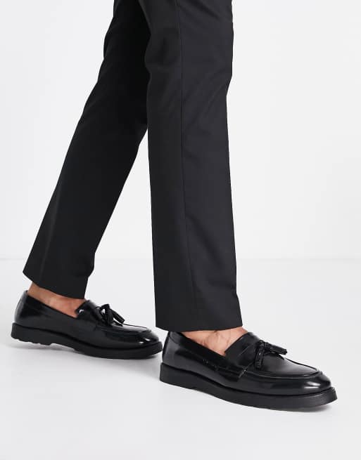 voks Ja rysten ASOS DESIGN tassel loafers in black leather | ASOS