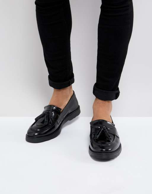 voks Ja rysten ASOS DESIGN tassel loafers in black leather | ASOS