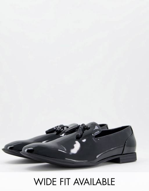 ikke noget Gå i stykker Standard ASOS DESIGN tassel loafers in black patent | ASOS