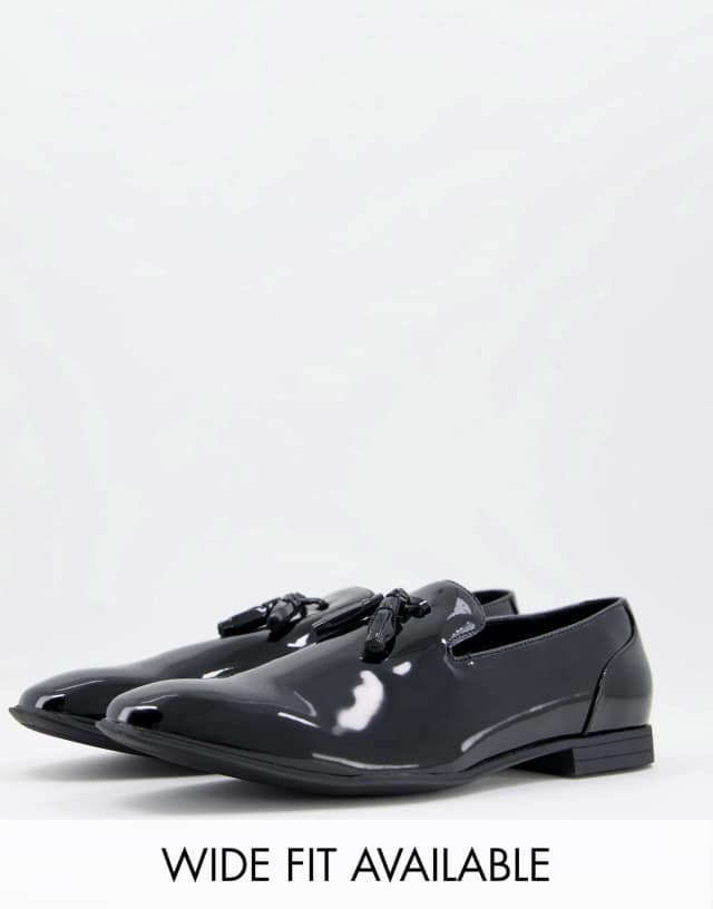 ASOS DESIGN tassel loafers in black patent