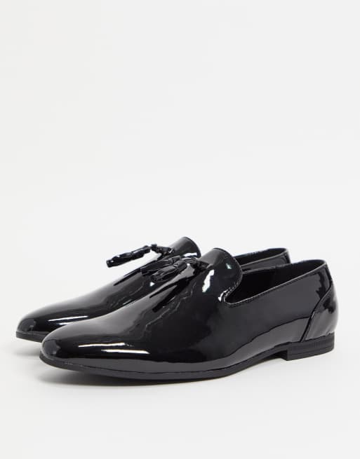 ASOS DESIGN tassel loafers in black patent | ASOS