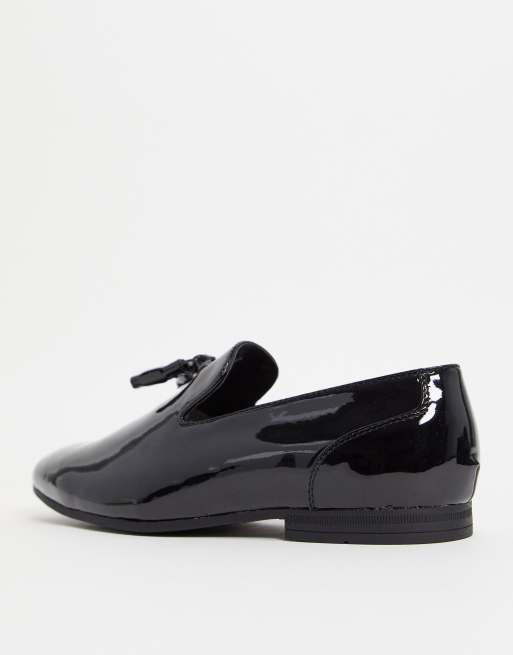 ASOS DESIGN tassel loafers in black patent | ASOS