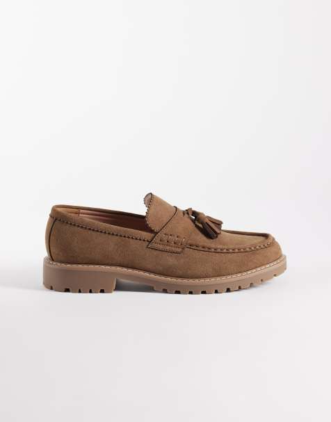 ASOS DESIGN tassel loafers with cleated sole in mole - view 1