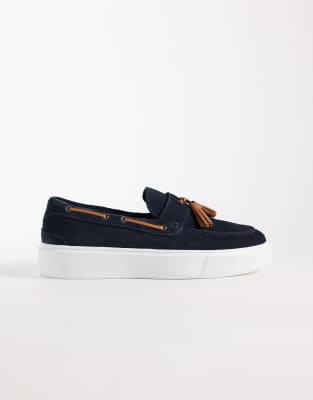 Asos Design Tassel Loafers With Cup Soles In Blue