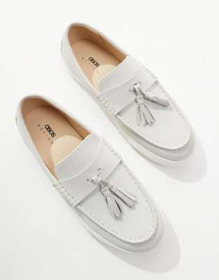 Asos Design Tassel Loafers In Gray Faux Suede In Gray