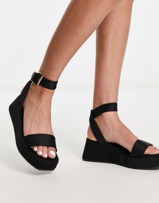 ASOS DESIGN Tati flatform sandals in black  - ASOS Price Checker