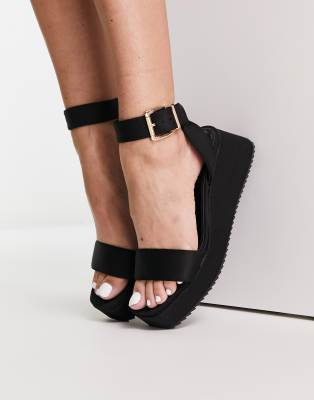black ankle strap flatform sandals