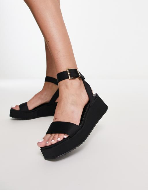 ASOS DESIGN Tati flatform sandals in black ASOS