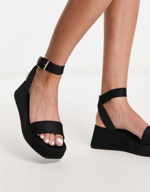 Black flat sales wedge sandals