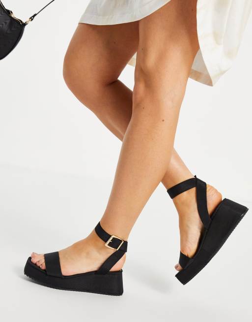 Flatform sandals sale black