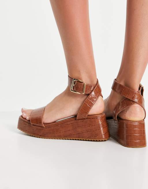 ASOS DESIGN Tatiana flatform sandals in tan ASOS