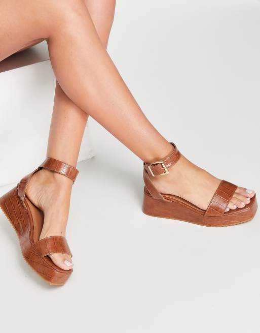 Tan flatform best sale sandals uk