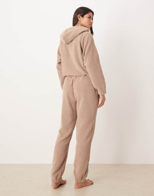 ASOS DESIGN - Taupe lounge-joggingbukser i mikrofleece, 2 af 4