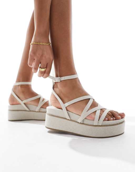 ASOS DESIGN Taurus 2 strappy flatform sandals in natural