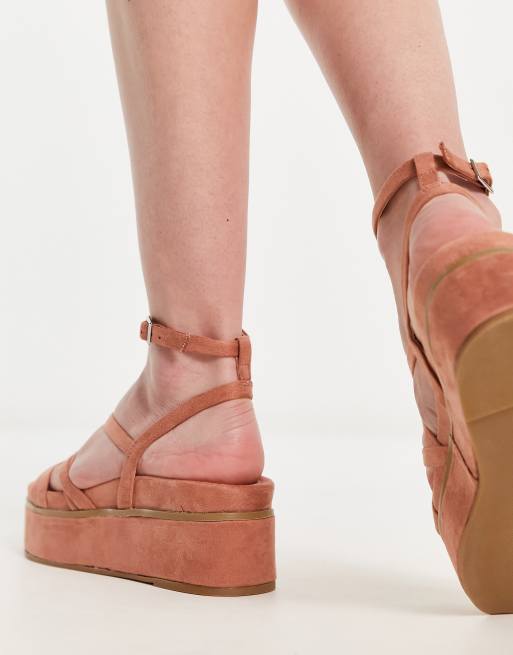 ASOS DESIGN – Taurus – Beżowe sandały z paseczkami na płaskiej platformie, 4 z 4