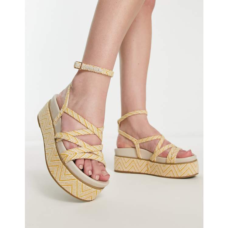Sandali con zeppa senape cheap