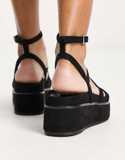 Black suede flatform store sandals