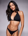 [ASOS DESIGN] ASOS DESIGN Tayla tanga bikini bottoms with gold bead trim in black 10 Black