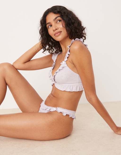 ASOS DESIGN - Taylor - Completo lilla slavato morbido a coste con reggiseno e perizoma, 3 di 4