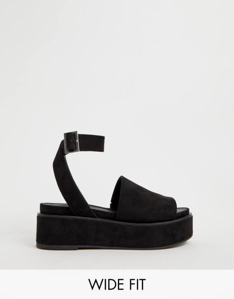 ASOS DESIGN – Taylor – Flatform-Sandalen mit weiter Passform