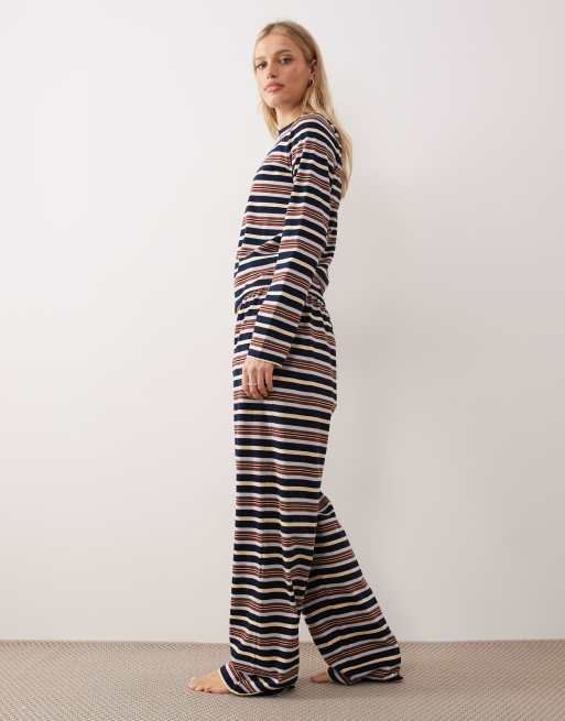ASOS DESIGN – Taylor – Zestaw bielizny w paski w kolorze granatowym, żółtym i brązowym, 5 z 6