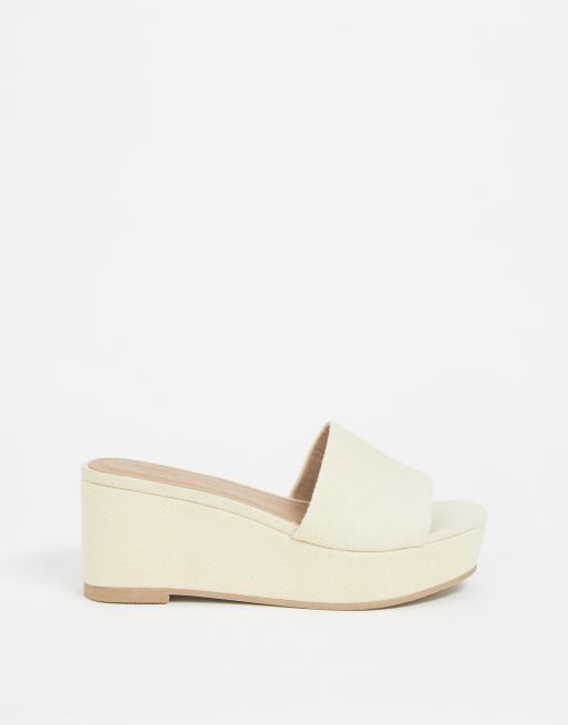 ASOS DESIGN - Tazlin - Denim sleehakken met brede pasvorm in crème, 2 van 4