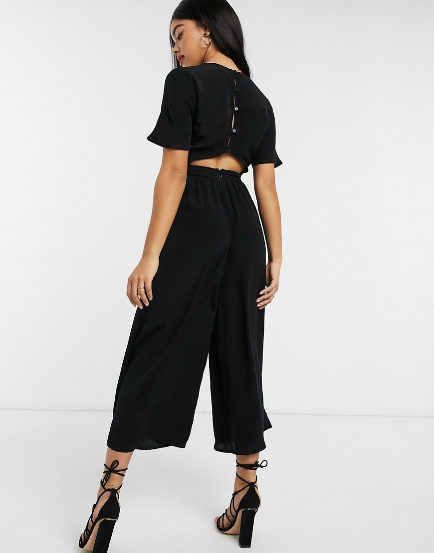 Alternative product photo of Asos design tea jumpsuit with button back detail in black
