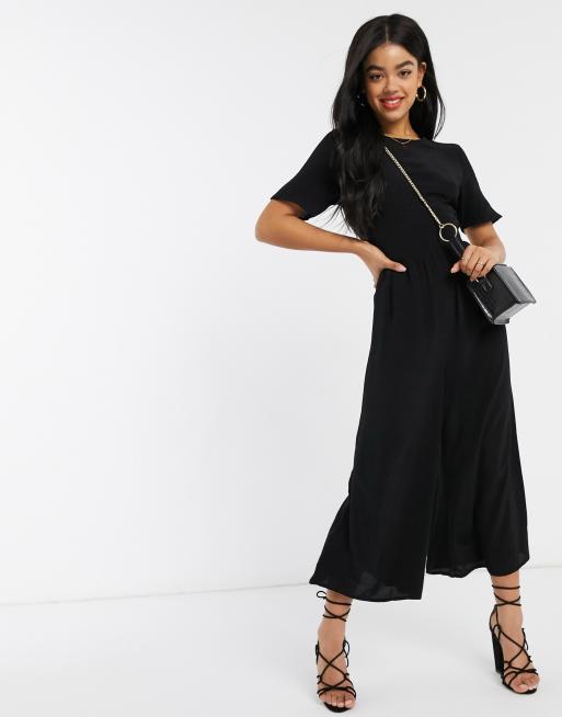 ASOS DESIGN short sleeve tea jumpsuit in black