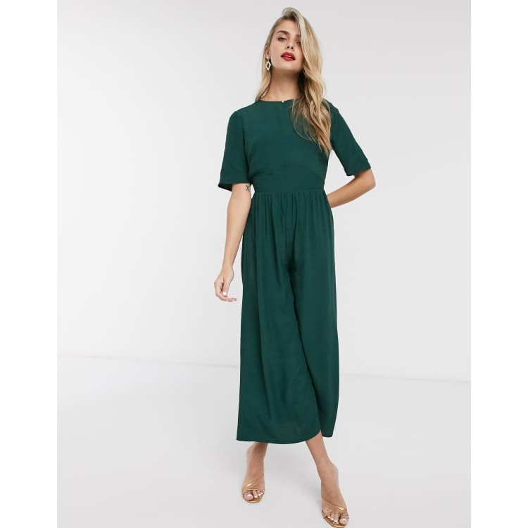 Asos design tea jumpsuit cheap with ruched sleeve detail