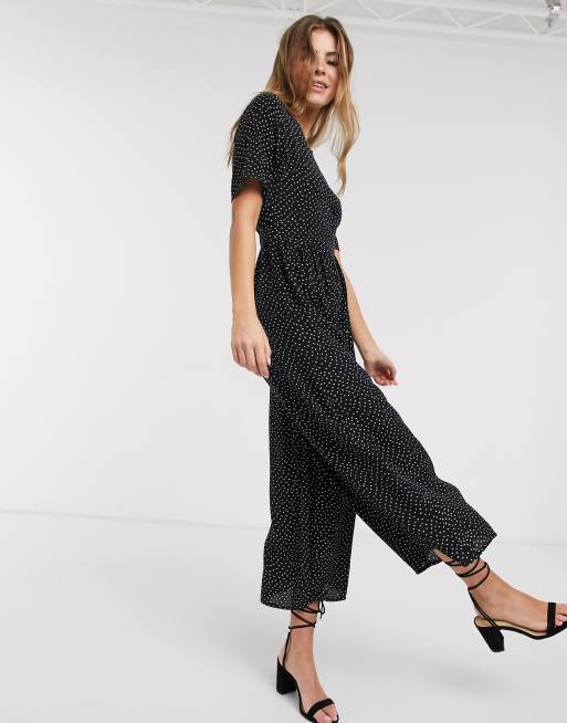 ASOS DESIGN tea jumpsuit with button back detail in polka dot , 4 of 4