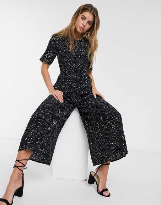 ASOS DESIGN tea jumpsuit with button back detail in spot print ASOS