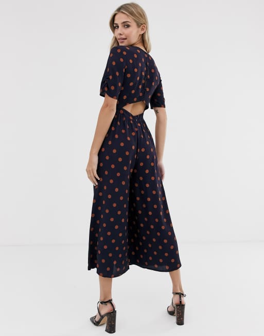 Asos design tea jumpsuit best sale with ruched sleeve detail