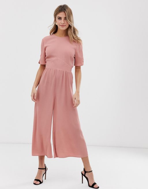 Asos design tea jumpsuit with sale ruched sleeve detail