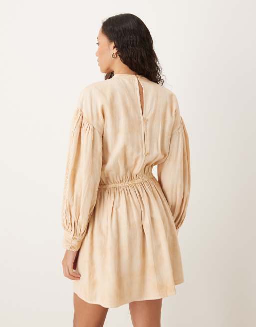 ASOS DESIGN tea stained high neck mini dress with panels and lace trim, 4 of 4