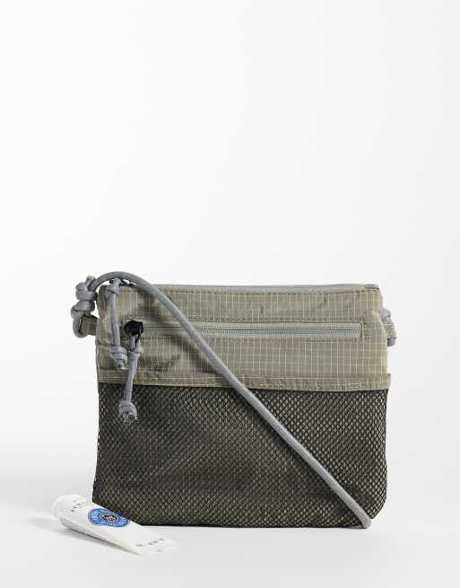 ASOS DESIGN tech check crossbody bag in stone, 3 of 4
