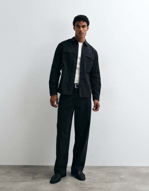 ASOS DESIGN tech overshirt i tvättad svart, 4 av 5