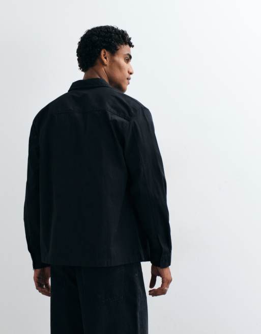 ASOS DESIGN tech overshirt i tvättad svart, 5 av 5