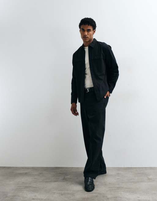 ASOS DESIGN tech overshirt in gewassen zwart, 2 van 5