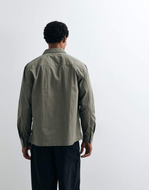 ASOS DESIGN tech overshirt in khaki, 3 of 5