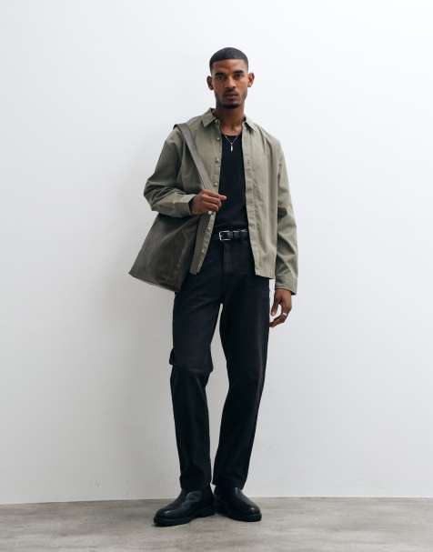 ASOS DESIGN tech oversized shirt in khaki - view 1