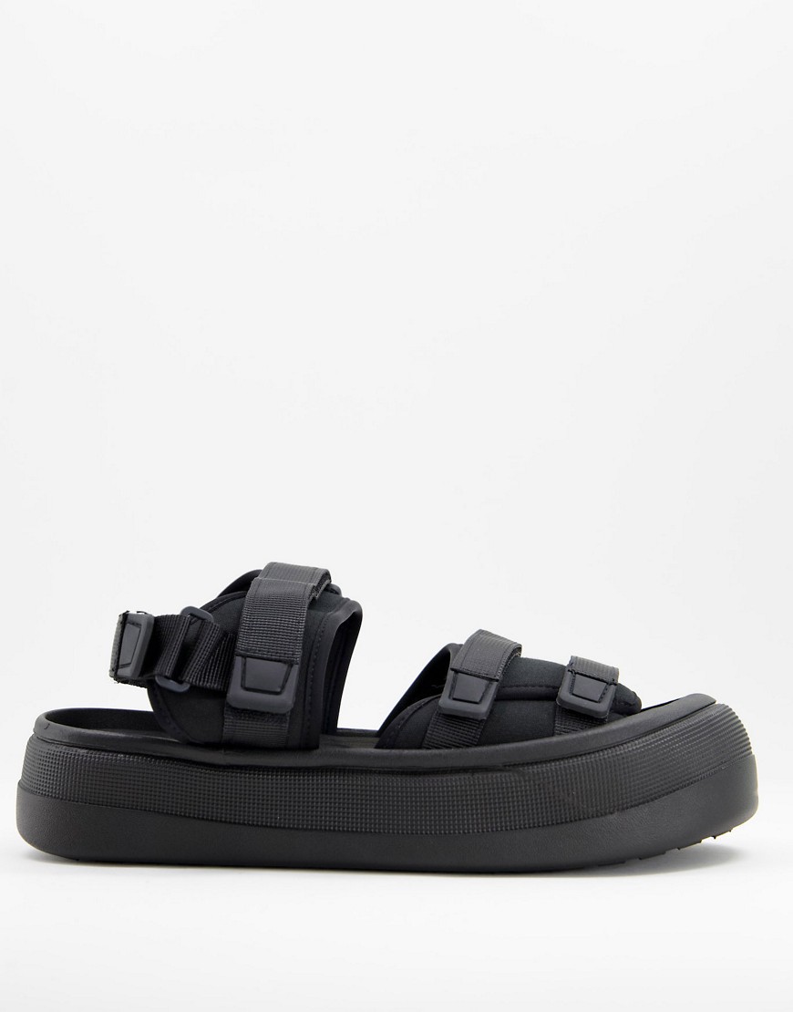 ASOS DESIGN tech sandals in black with chunky sole