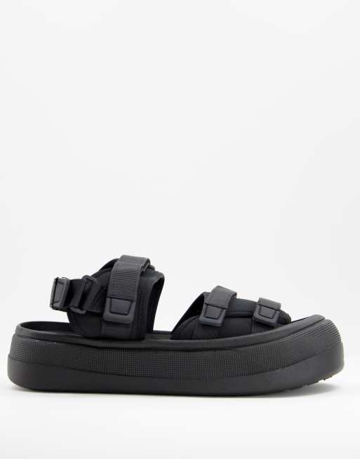 ASOS DESIGN tech sandals in black with chunky sole ASOS