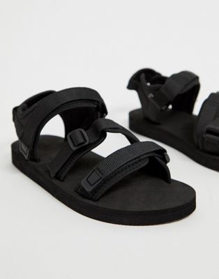ASOS DESIGN tech sandals in black with 