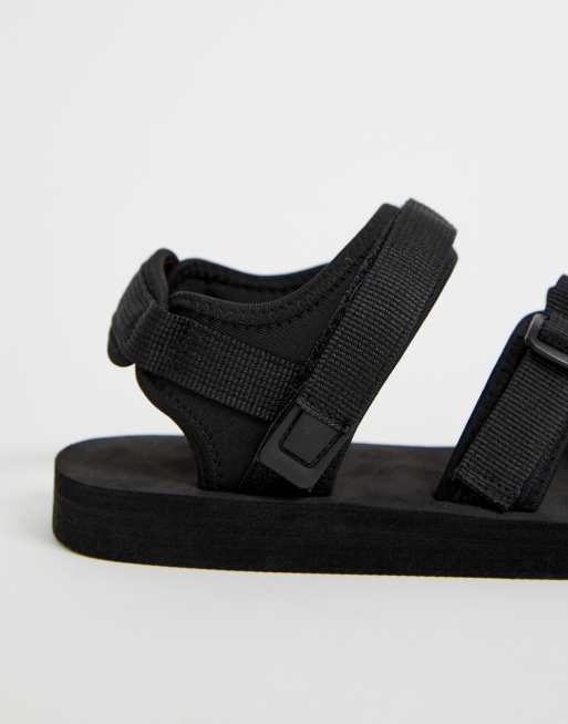 ASOS DESIGN tech sandals in black with tape straps