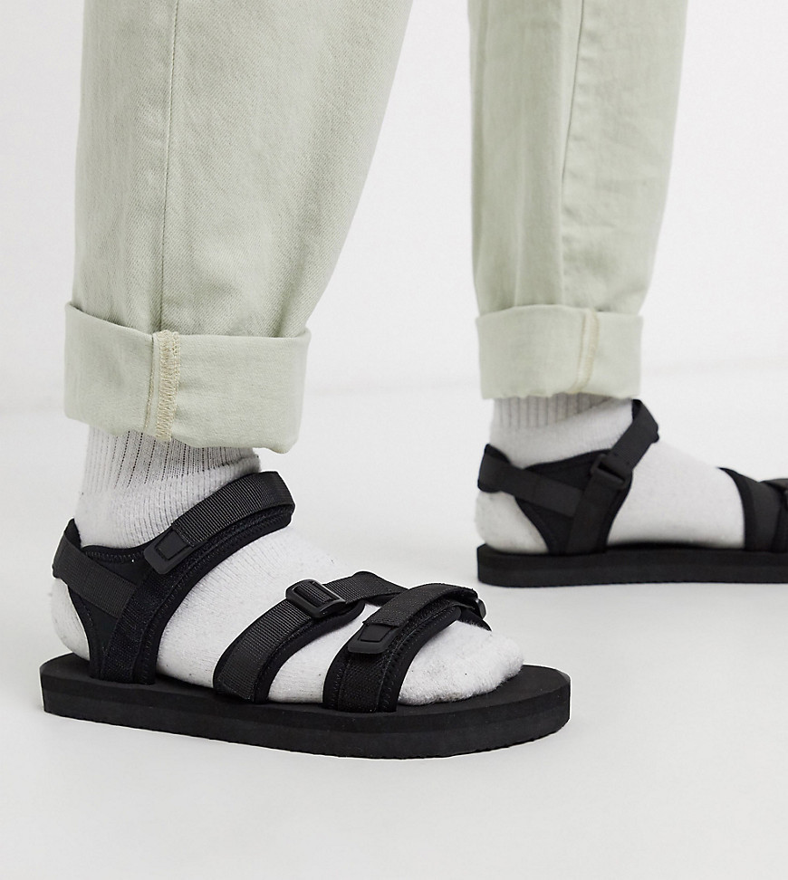 ASOS DESIGN – Tech – Svarta sandaler med bred passform och tejpade remmar