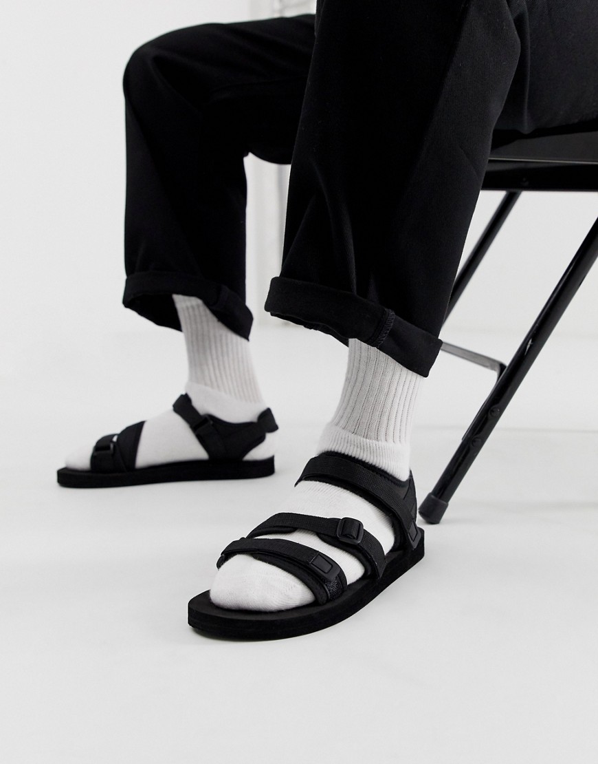 ASOS DESIGN – Tech – Svarta sandaler med remmar
